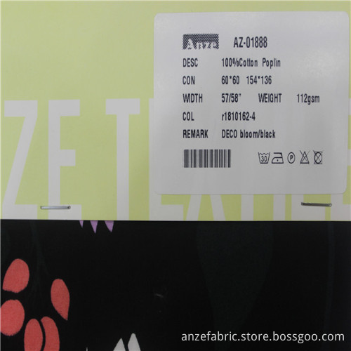 60 * 60 hotsale svart 100% bomullstryck poplin tyg